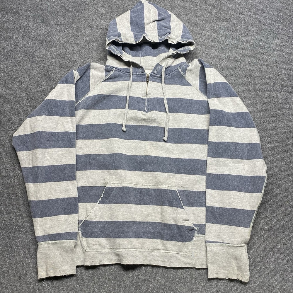 Vineyard Crew Hoodie Fits XL Rugby Style Striped Mens Long Sleeve Pullover